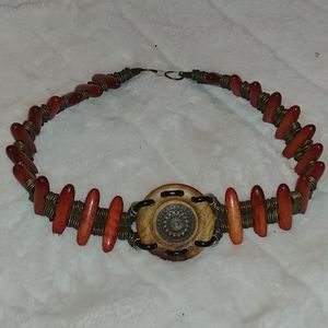 Vintage Wood leather and metal belt